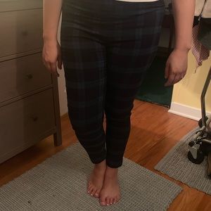 Green and black plaid pants